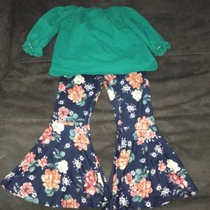 Kids peach wide leg flower outfit